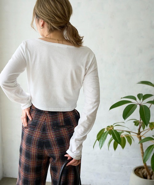 Flugge(フラッジー)の「cropped L/S tee/クロップドロンT(Tシャツ/カットソー・レディース・ブラック/グレー/ホワイト・FREE)」の2枚目の写真