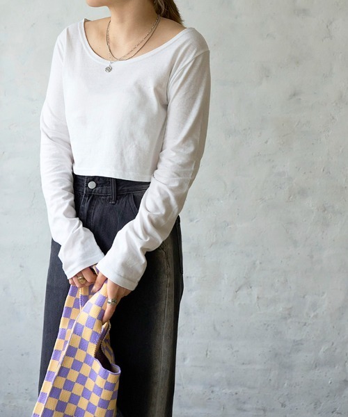 Flugge(フラッジー)の「cropped L/S tee/クロップドロンT(Tシャツ/カットソー・レディース・ブラック/グレー/ホワイト・FREE)」の6枚目の写真