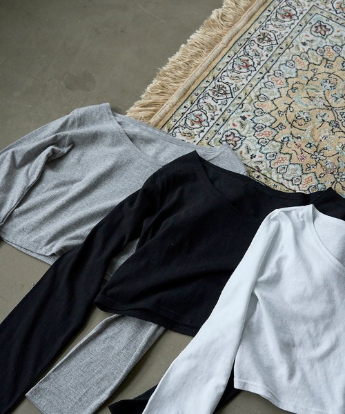 Flugge(フラッジー)の「cropped L/S tee/クロップドロンT(Tシャツ/カットソー・レディース・ブラック/グレー/ホワイト・FREE)」の10枚目の写真