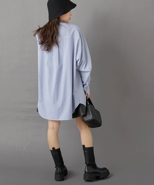 CIAOPANIC TYPY(チャオパニックティピー)の「【willow】マルチストライプギャザーシャツ(シャツ/ブラウス・レディース・パープル/ネイビー/イエロー・ONE SIZE)」の5枚目の写真