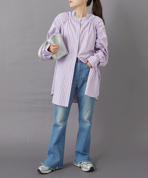 vc2699 ストライプギャザーシャツ Give Re-collection ストライプギャザーシャツ L｜Yahoo!フリマ