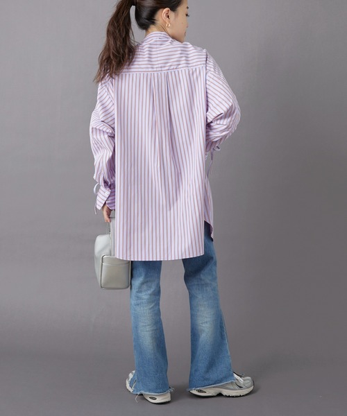 CIAOPANIC TYPY(チャオパニックティピー)の「【willow】マルチストライプギャザーシャツ(シャツ/ブラウス・レディース・パープル/ネイビー/イエロー・ONE SIZE)」の21枚目の写真