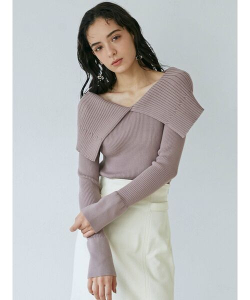 LAGUNAMOON（ラグナムーン）の「ビッグカラーリブニットプルオーバー（ニット/セーター・レディース・ブラック/モカ/アイボリー・FREE）」の9枚目の写真