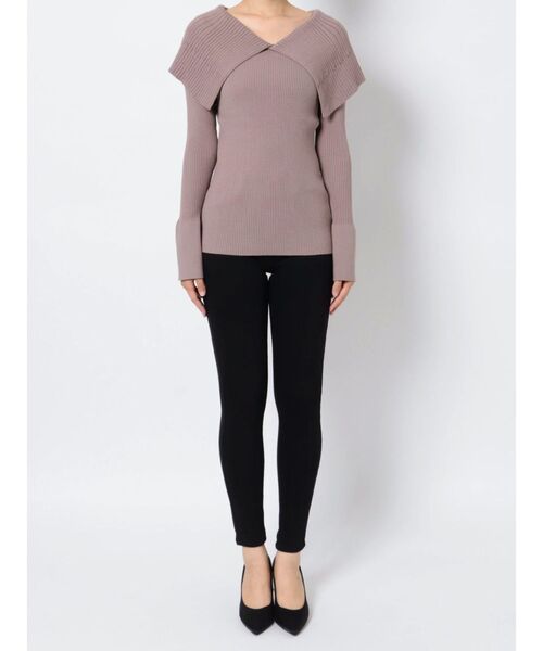 LAGUNAMOON（ラグナムーン）の「ビッグカラーリブニットプルオーバー（ニット/セーター・レディース・ブラック/モカ/アイボリー・FREE）」の6枚目の写真