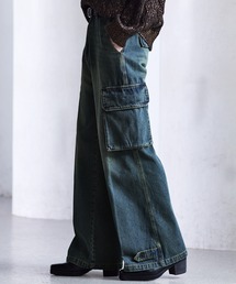 メンズのカーゴパンツ（ブルー・ネイビー/青色系・フレア・ブーツ