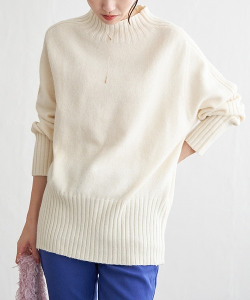 ikka（イッカ）の「ハイネックバックスリットプルオーバー（ニット/セーター・レディース・レモンイエロー/オフホワイト/パープル系その他/ピンク/ブラック・L/M/S）」の2枚目の写真