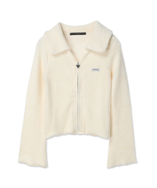 Guess(ゲス)の「Flat Collar Terry Zip-Up(カーディガン/ボレロ・レディース・アイボリー/ライトブルー/ピンク・X-SMALL/SMALL)」の1枚目の写真