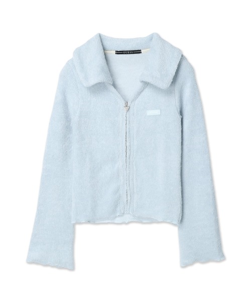 Guess(ゲス)の「Flat Collar Terry Zip-Up(カーディガン/ボレロ・レディース・アイボリー/ライトブルー/ピンク・X-SMALL/SMALL)」の2枚目の写真