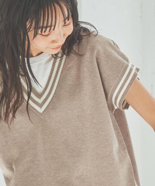 coen（コーエン）の「サラコVネックチルデンベスト（ベスト・レディース・ホワイト/ベージュ・L/M）」の5枚目の写真