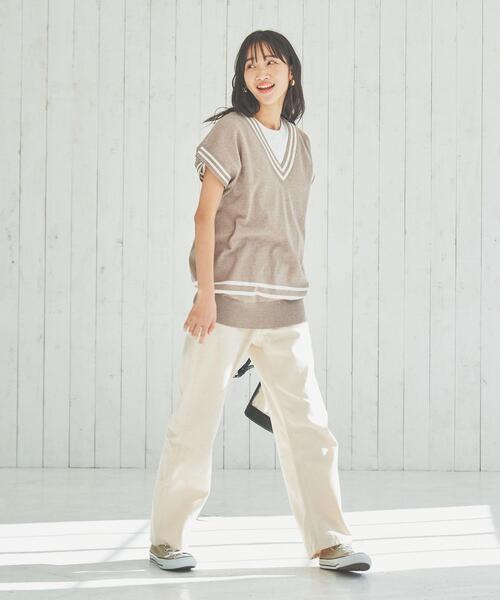 coen（コーエン）の「サラコVネックチルデンベスト（ベスト・レディース・ホワイト/ベージュ・L/M）」の6枚目の写真