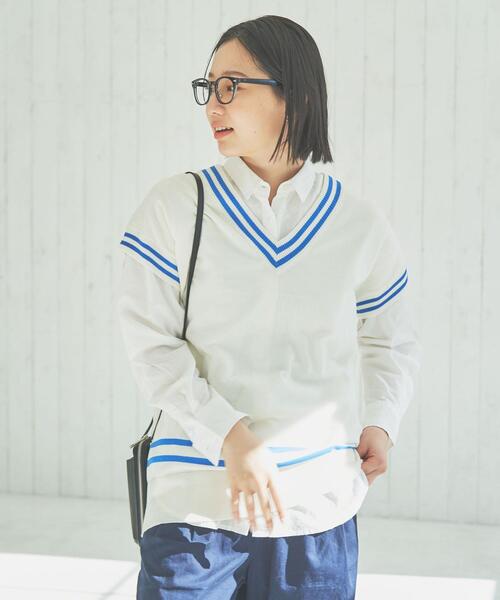 coen（コーエン）の「サラコVネックチルデンベスト（ベスト・レディース・ホワイト/ベージュ・L/M）」の8枚目の写真