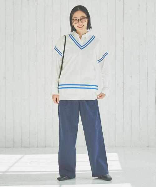 coen（コーエン）の「サラコVネックチルデンベスト（ベスト・レディース・ホワイト/ベージュ・L/M）」の10枚目の写真