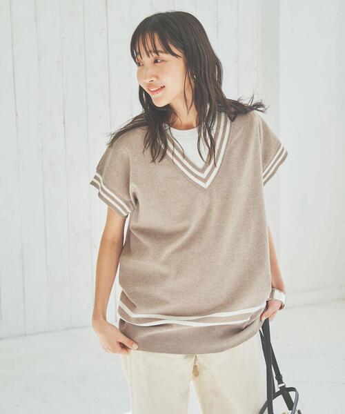 coen（コーエン）の「サラコVネックチルデンベスト（ベスト・レディース・ホワイト/ベージュ・L/M）」の11枚目の写真