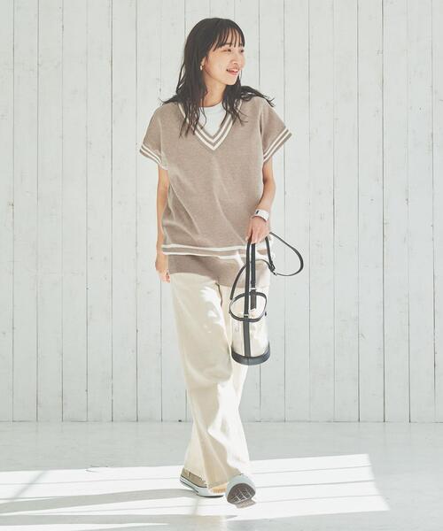 coen（コーエン）の「サラコVネックチルデンベスト（ベスト・レディース・ホワイト/ベージュ・L/M）」の14枚目の写真