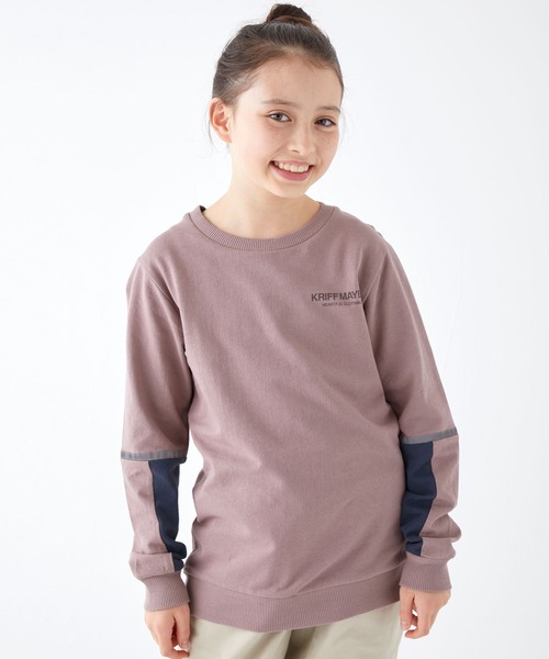 KRIFF MAYER Kid's Collection(クリフメイヤーキッズコレクション)の「袖切替クルー(スウェット・キッズ・ラベンダー/ネイビー/グレー/セージグリーン・120/130/140/150/160/170)」の1枚目の写真