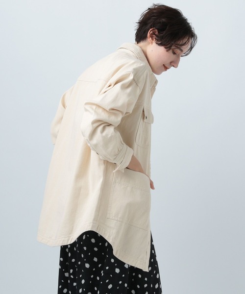 BAYFLOW（ベイフロー）の「BIGデニムシャツジャケット（デニムジャケット・レディース・アイボリー/インディゴブルー・FREE）」の11枚目の写真