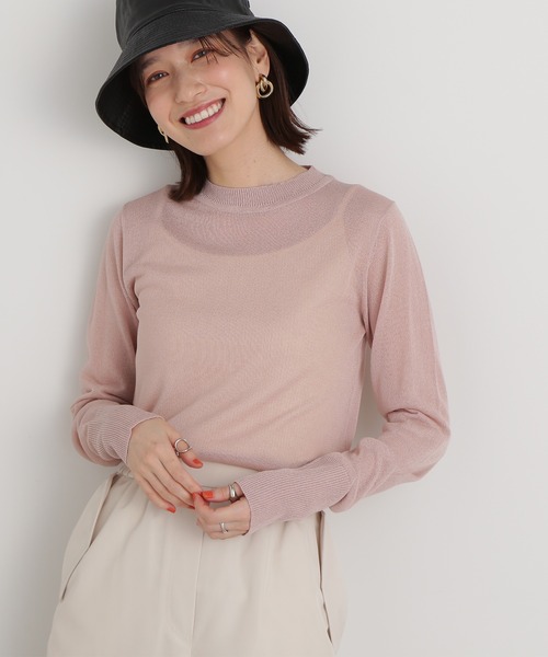 N.(N. Natural Beauty Basic)(エヌエヌナチュラルビューティーベーシック)の「◆シアーシャインニット(ニット/セーター・レディース・ブルー/ピンクベージュ/オレンジ・MEDIUM)」の3枚目の写真