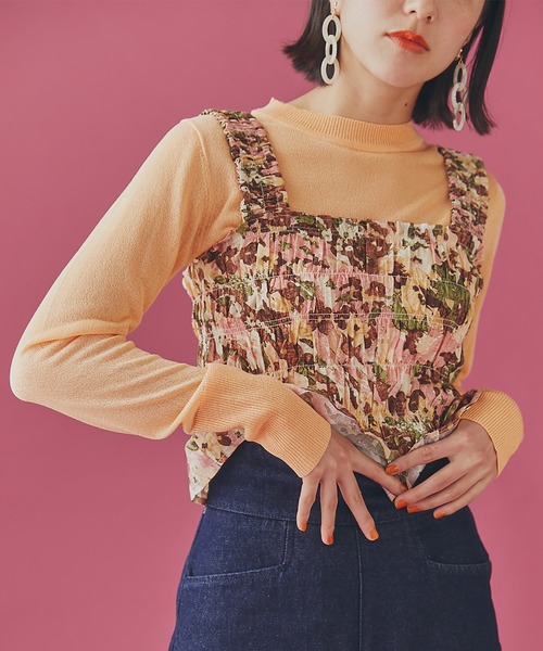 N.(N. Natural Beauty Basic)(エヌエヌナチュラルビューティーベーシック)の「◆シアーシャインニット(ニット/セーター・レディース・ブルー/ピンクベージュ/オレンジ・MEDIUM)」の1枚目の写真