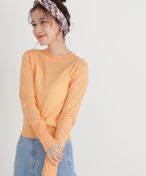 N.(N. Natural Beauty Basic)(エヌエヌナチュラルビューティーベーシック)の「◆シアーシャインニット(ニット/セーター・レディース・ブルー/ピンクベージュ/オレンジ・MEDIUM)」の6枚目の写真