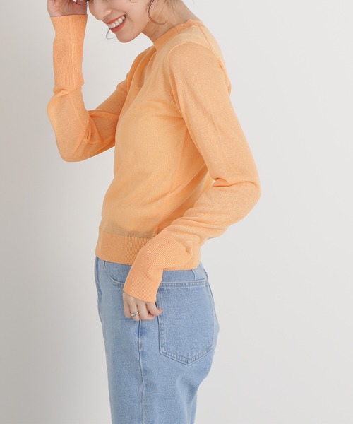 N.(N. Natural Beauty Basic)(エヌエヌナチュラルビューティーベーシック)の「◆シアーシャインニット(ニット/セーター・レディース・ブルー/ピンクベージュ/オレンジ・MEDIUM)」の13枚目の写真