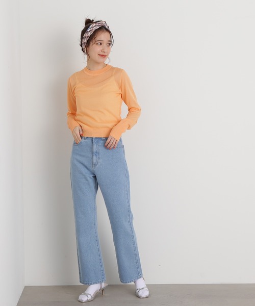 N.(N. Natural Beauty Basic)(エヌエヌナチュラルビューティーベーシック)の「◆シアーシャインニット(ニット/セーター・レディース・ブルー/ピンクベージュ/オレンジ・MEDIUM)」の4枚目の写真