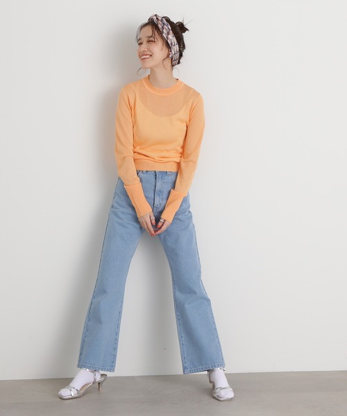 N.(N. Natural Beauty Basic)(エヌエヌナチュラルビューティーベーシック)の「◆シアーシャインニット(ニット/セーター・レディース・ブルー/ピンクベージュ/オレンジ・MEDIUM)」の5枚目の写真