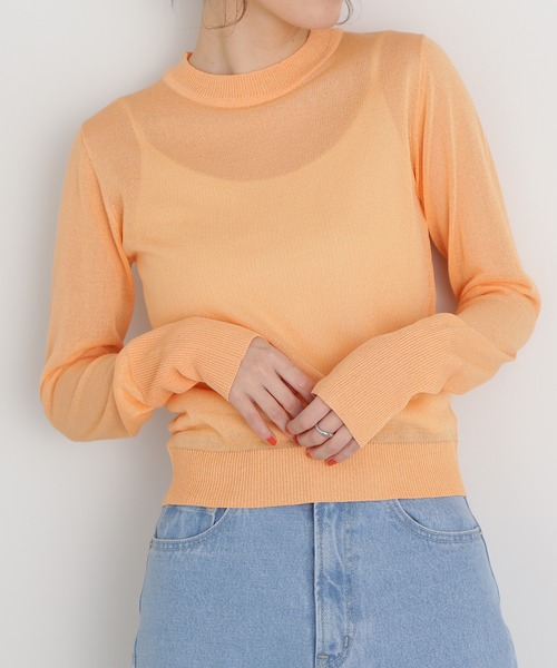 N.(N. Natural Beauty Basic)(エヌエヌナチュラルビューティーベーシック)の「◆シアーシャインニット(ニット/セーター・レディース・ブルー/ピンクベージュ/オレンジ・MEDIUM)」の8枚目の写真