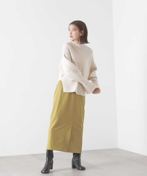 N.（N. Natural Beauty Basic）（エヌエヌナチュラルビューティーベーシック）の「サイドスリットロングスカート（スカート・レディース・オフホワイト/ブラック/イエロー・MEDIUM）」の13枚目の写真