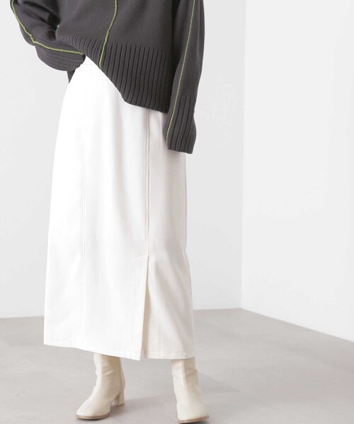 N.（N. Natural Beauty Basic）（エヌエヌナチュラルビューティーベーシック）の「サイドスリットロングスカート（スカート・レディース・オフホワイト/ブラック/イエロー・MEDIUM）」の2枚目の写真