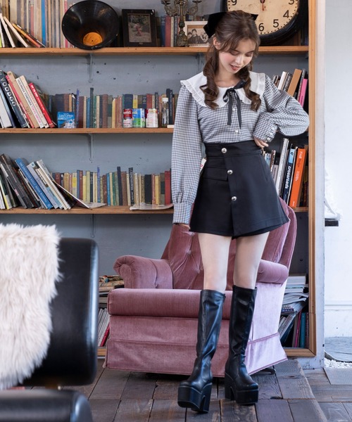 DearMyLoveRose（ディアマイラブローズ）の「スカートライクラップショーパン（その他パンツ・レディース・ブラック×ゴールド/ブラック×シルバー・SMALL/MEDIUM/LARGE/XX-LARGE/X-LARGE）」の3枚目の写真