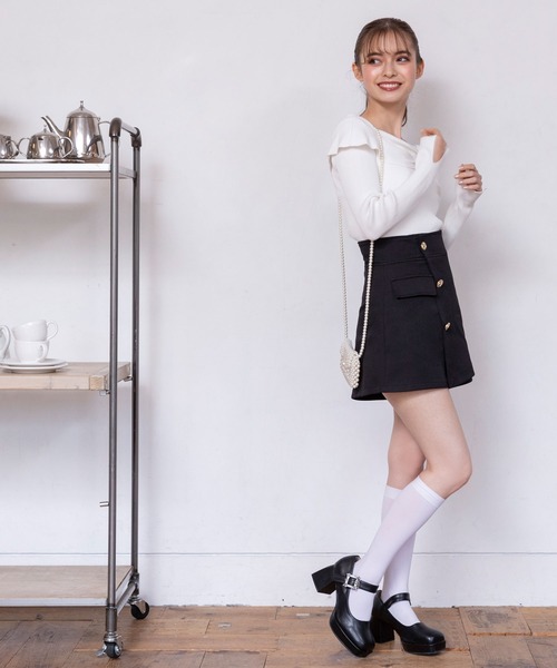 DearMyLoveRose（ディアマイラブローズ）の「スカートライクラップショーパン（その他パンツ・レディース・ブラック×ゴールド/ブラック×シルバー・SMALL/MEDIUM/LARGE/XX-LARGE/X-LARGE）」の9枚目の写真