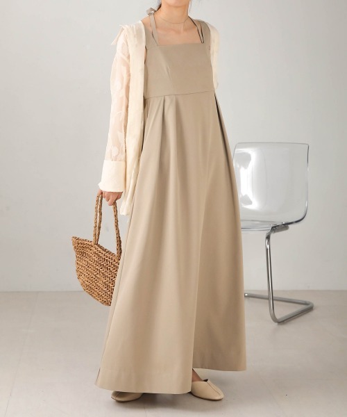 Bab（バブ）の「２WAYストラップジャンパーワンピース（ジャンパースカート・レディース・グレイッシュベージュ/ブラック/ホワイト系その他・M）」の3枚目の写真