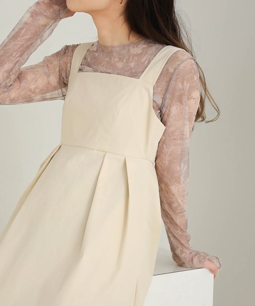 Bab（バブ）の「２WAYストラップジャンパーワンピース（ジャンパースカート・レディース・グレイッシュベージュ/ブラック/ホワイト系その他・M）」の14枚目の写真