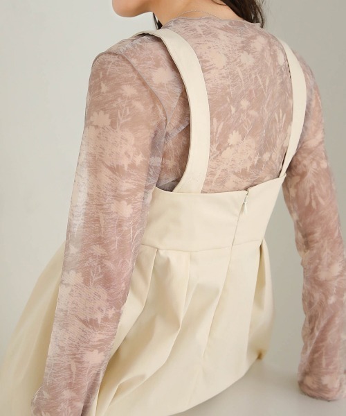 Bab（バブ）の「２WAYストラップジャンパーワンピース（ジャンパースカート・レディース・グレイッシュベージュ/ブラック/ホワイト系その他・M）」の5枚目の写真