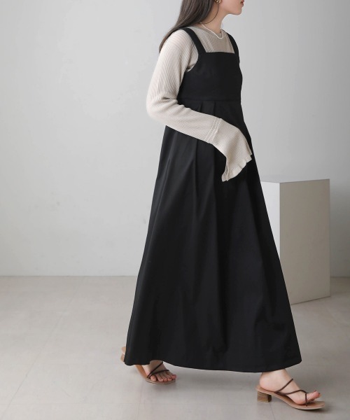 Bab（バブ）の「２WAYストラップジャンパーワンピース（ジャンパースカート・レディース・グレイッシュベージュ/ブラック/ホワイト系その他・M）」の10枚目の写真