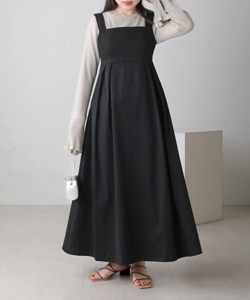 Bab（バブ）の「２WAYストラップジャンパーワンピース（ジャンパースカート・レディース・グレイッシュベージュ/ブラック/ホワイト系その他・M）」の4枚目の写真