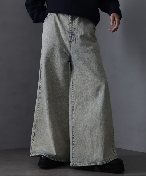 welise(ウェライズ)の「【welise/ウェライズ】13ozハイグレードデニム エレファント袴パンツ(デニムパンツ・メンズ・ライトインディゴブルー/ブラック/オフホワイト/ブラック系その他/インディゴブルー/ブラック系その他2/ケミカルウォッシュ/ダークブラック/ブルー/ベージュ/ダークインディゴブルー・L/M/S)」の6枚目の写真