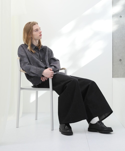 welise(ウェライズ)の「【welise/ウェライズ】13ozハイグレードデニム エレファント袴パンツ(デニムパンツ・メンズ・ライトインディゴブルー/ブラック/オフホワイト/ブラック系その他/インディゴブルー/ブラック系その他2/ケミカルウォッシュ/ダークブラック/ブルー/ベージュ/ダークインディゴブルー・L/M/S)」の19枚目の写真