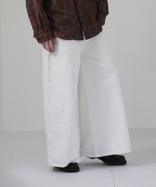 welise(ウェライズ)の「【welise/ウェライズ】13ozハイグレードデニム エレファント袴パンツ(デニムパンツ・メンズ・ライトインディゴブルー/ブラック/オフホワイト/ブラック系その他/インディゴブルー/ブラック系その他2/ケミカルウォッシュ/ダークブラック/ブルー/ベージュ/ダークインディゴブルー・L/M/S)」の20枚目の写真