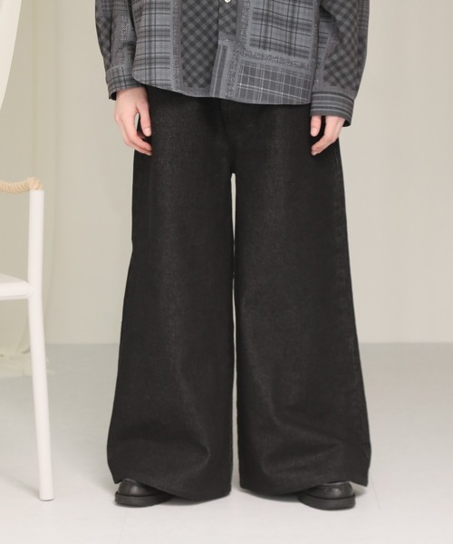 welise(ウェライズ)の「【welise/ウェライズ】13ozハイグレードデニム エレファント袴パンツ(デニムパンツ・メンズ・ライトインディゴブルー/ブラック/オフホワイト/ブラック系その他/インディゴブルー/ブラック系その他2/ケミカルウォッシュ/ダークブラック/ブルー/ベージュ/ダークインディゴブルー・L/M/S)」の12枚目の写真