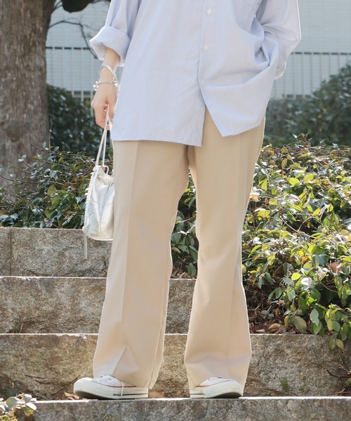ROOPTOKYO（ループトウキョウ）の「センタープレスフレアパンツ スラックス ワイドレッグ ブーツカット（スラックス・メンズ・ベージュ/サックスブルー/ブラック/オフホワイト・XL/L/M）」の21枚目の写真