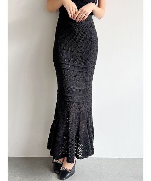 RESEXXY（リゼクシー）の「鈎針マーメイドスカート（スカート・レディース・ブラック/ベージュ/ブルー/アイボリー・FREE）」の3枚目の写真