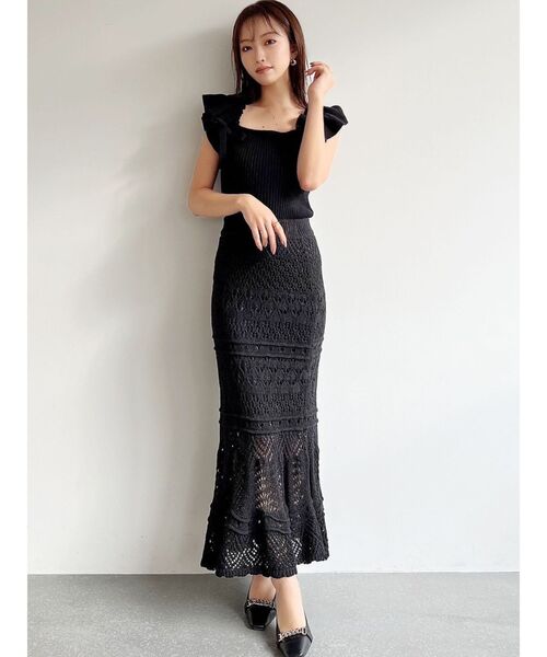 RESEXXY（リゼクシー）の「鈎針マーメイドスカート（スカート・レディース・ブラック/ベージュ/ブルー/アイボリー・FREE）」の13枚目の写真