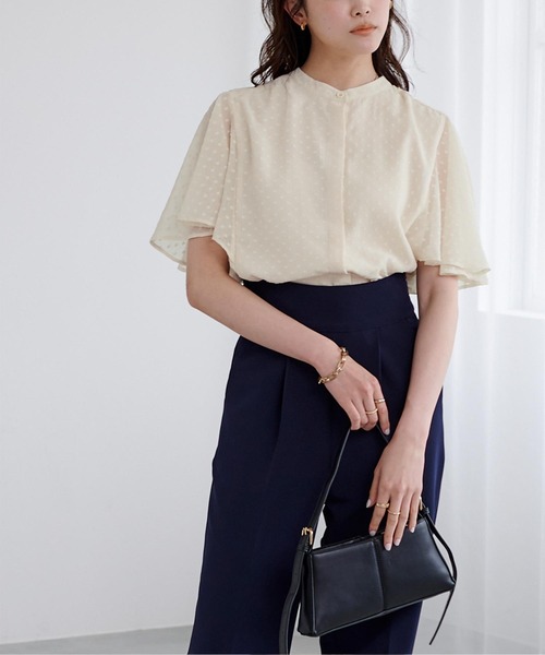 シアードットフレアスリーブブラウス