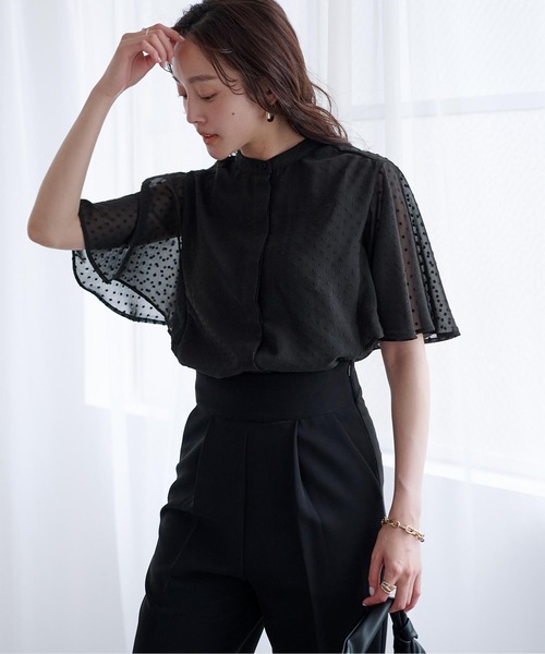 シアードットフレアスリーブブラウス