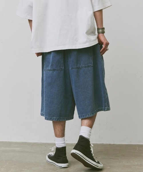 fuv.(ファブ)の「fuv - wide denim short pants half pants ワイドデニムショートパンツ ハーフパンツ(デニムパンツ・メンズ・ブラック/ブルー・SMALL/MEDIUM/LARGE)」の18枚目の写真