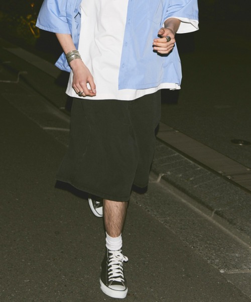 fuv.(ファブ)の「fuv - wide denim short pants half pants ワイドデニムショートパンツ ハーフパンツ(デニムパンツ・メンズ・ブラック/ブルー・SMALL/MEDIUM/LARGE)」の4枚目の写真