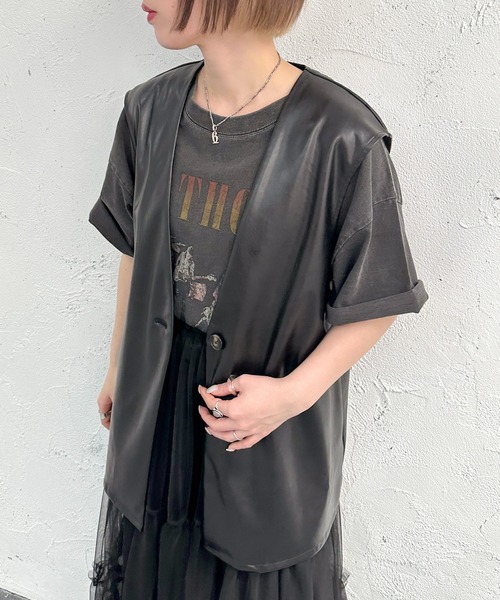 apres jour mignon（アプレジュールミニョン）の「フェイクレザージレ【ZOZOTOWN限定アイテム】（ベスト・レディース・モカ/ブラック/アイボリー・X-LARGE/フリー）」の11枚目の写真