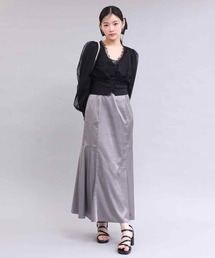 one after another NICE CLAUP | 【お呼ばれシーンにも】チュールカーディガンSETサテンワンピース　2023SS(ワンピース)