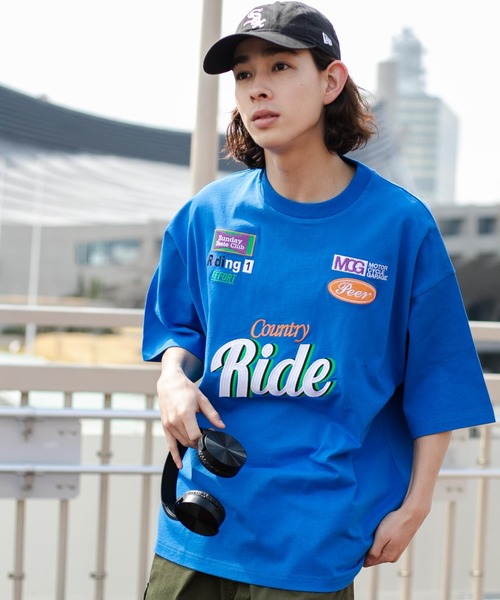 WEGO(ウィゴー)の「WEGO/ヘビーウエイトレーシングモチーフT(Tシャツ/カットソー・メンズ・ホワイト/ブルー/ブラック・MEDIUM/LARGE)」の3枚目の写真